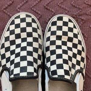 White and black checkered vans